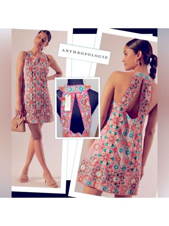 Anthropologie Dresses & Skirts - NEW Rare Anthropologie Statement Beaded Embroidered Floral Evening Dress Size 2